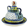 Polish Pottery Cheese Lady 6&quot; Peacock Bumble Bee