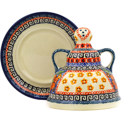 Polish Pottery Cheese Lady 6&quot; Poppies UNIKAT