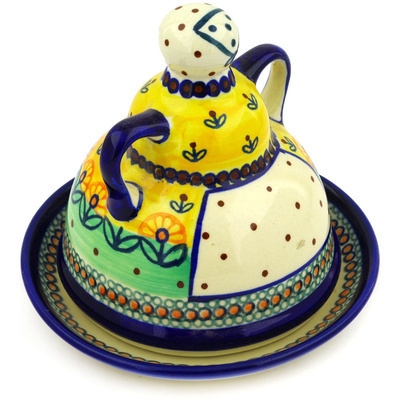 Polish Pottery Cheese Lady 6&quot; Prairie Sunrise UNIKAT