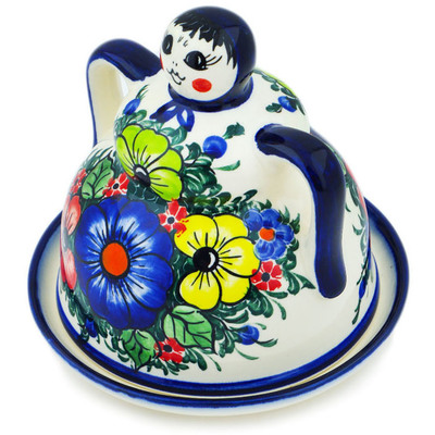 Polish Pottery Cheese Lady 6&quot; Summertime Blues
