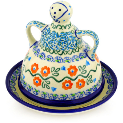 Polish Pottery Cheese Lady 6&quot; Tulip Vines