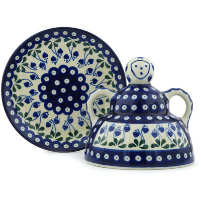 Polish Pottery Cheese Lady 8&quot; Bleeding Heart Peacock