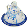 Polish Pottery Cheese Lady 8&quot; Blue Grapevine