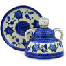 Polish Pottery Cheese Lady 8&quot; Blue Poppies