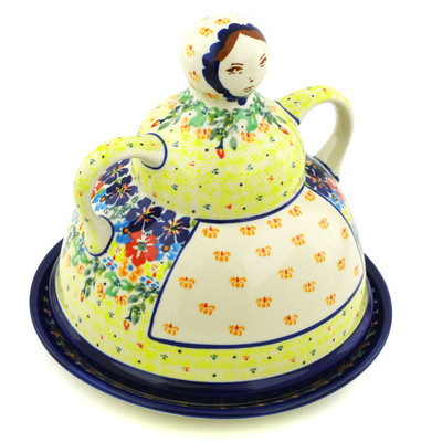 Polish Pottery Cheese Lady 8&quot; Bright Eyes UNIKAT