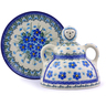 Polish Pottery Cheese Lady 8&quot; Forget Me Not UNIKAT