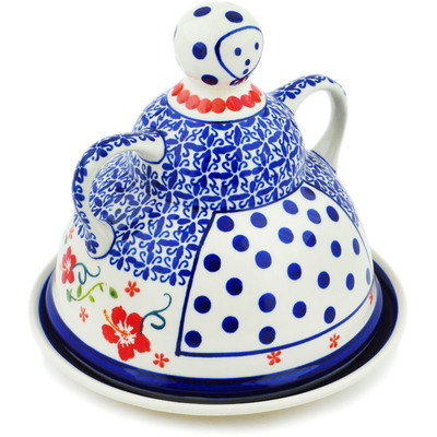Polish Pottery Cheese Lady 8&quot; Hibiscus Halo