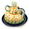 Polish Pottery Cheese Lady 8&quot; Peach Spring Daisy