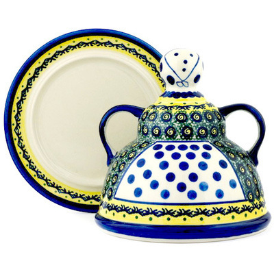 Polish Pottery Cheese Lady 8&quot; Peacock Bumble Bee