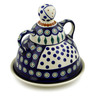 Polish Pottery Cheese Lady 8&quot; Peacock Leaves