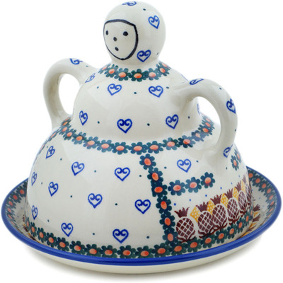 Polish Pottery Cheese Lady 8&quot; Pineapple Paradise