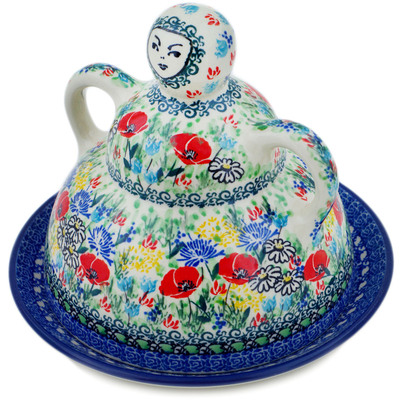 Polish Pottery Cheese Lady 8&quot; Polish Garden UNIKAT