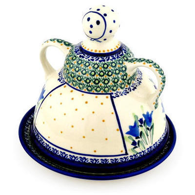 Polish Pottery Cheese Lady 8&quot; Tulip Fields UNIKAT