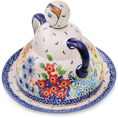 Polish Pottery Cheese Lady 8&quot; Vibrant Hanging Garden UNIKAT