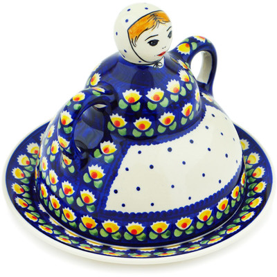 Polish Pottery Cheese Lady 8&quot; Waterlily