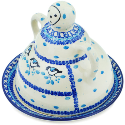 Polish Pottery Cheese Lady 8&quot; Winter Sparrow