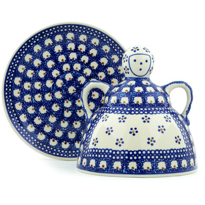 Polish Pottery Cheese Lady 9&quot; Brown Eyed Peacock