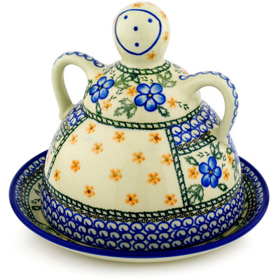 Polish Pottery Cheese Lady 9&quot; Cobblestone Garden