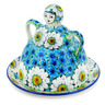 Polish Pottery Cheese Lady 9&quot; Pansies And Daisies UNIKAT