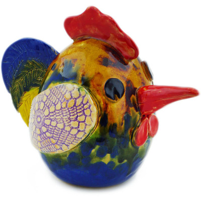Polish Pottery Chicken Figurine 10&quot; Brown