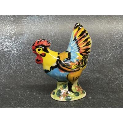 Polish Pottery Chicken Figurine 4&quot; Colorful Day