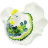 Faience Chicken Figurine 5&quot; Green Wave