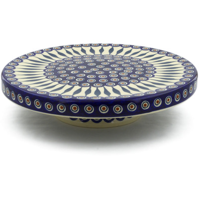 Polish Pottery Chip and Dip and Cake Stand Combo Peacock