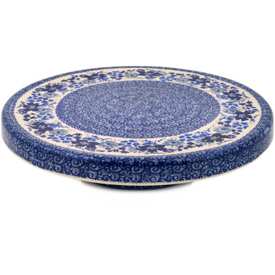 Polish Pottery Chip and Dip and Cake Stand Combo Periwinkle Sweetness UNIKAT