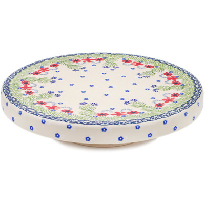 Polish Pottery Chip and Dip and Cake Stand Combo Red Blossom