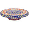 Polish Pottery Chip and Dip and Cake Stand Combo Red Chains UNIKAT