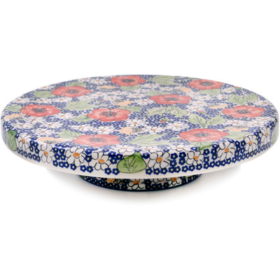 Polish Pottery Chip and Dip and Cake Stand Combo Vivid Garden UNIKAT