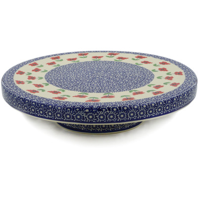 Polish Pottery Chip and Dip and Cake Stand Combo Wind-blown Poppies
