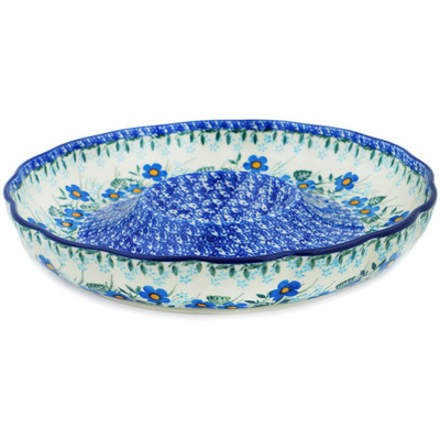 Polish Pottery Chip and Dip Platter 10&quot; Blue Joy