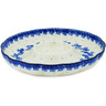 Polish Pottery Chip and Dip Platter 10&quot; Blue Wreath Of Leaves