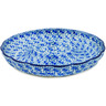 Polish Pottery Chip and Dip Platter 10&quot; Blueolive Waves