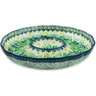 Polish Pottery Chip and Dip Platter 10&quot; Green Tranquility UNIKAT