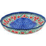 Polish Pottery Chip and Dip Platter 10&quot; Red Pansy