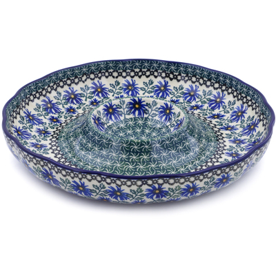 Polish Pottery Chip and Dip Platter 12&quot; Blue Chicory