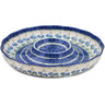 Polish Pottery Chip and Dip Platter 12&quot; Blue Daisy Circle