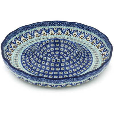 Polish Pottery Chip and Dip Platter 12&quot; Blue Ice