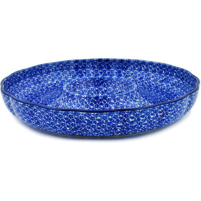Polish Pottery Chip and Dip Platter 12&quot; Choppy Waters