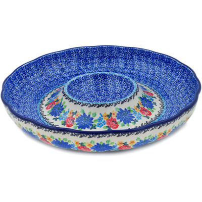 Polish Pottery Chip and Dip Platter 12&quot; Floweret