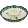 Polish Pottery Chip and Dip Platter 12&quot; Peacock Feather