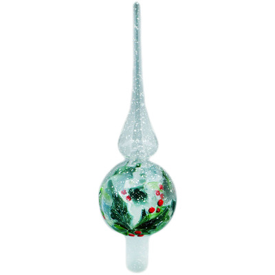 Glass Christmas Ball Ornament 11&quot; Frosty Winter