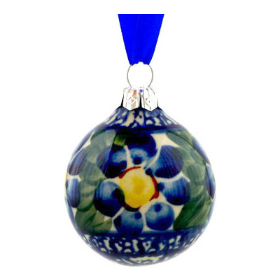 Polish Pottery Christmas Ball Ornament 2&quot;