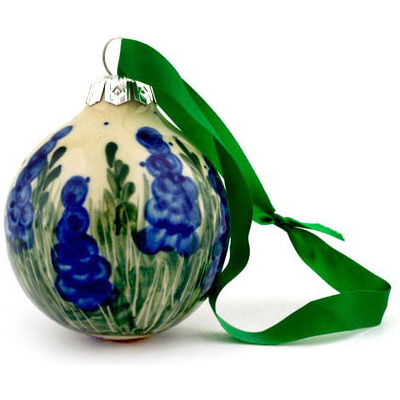 Polish Pottery Christmas Ball Ornament 2&quot;