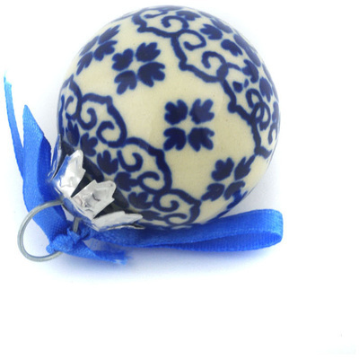 Polish Pottery Christmas Ball Ornament 2&quot; Kuchen And Kisses