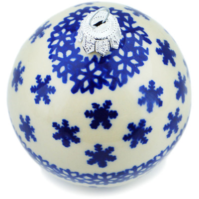 Polish Pottery Christmas Ball Ornament 2&quot; Winter Wonderland
