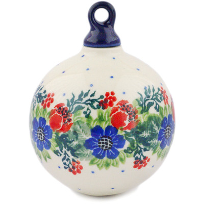 Polish Pottery Christmas Ball Ornament 3&quot; Aloha
