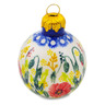Polish Pottery Christmas Ball Ornament 3&quot; Bloom Bells UNIKAT